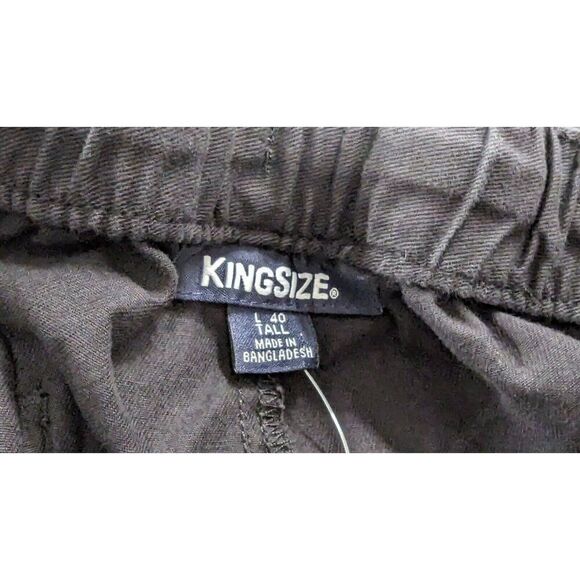 Kingsize Mens L 40 Tall Black Pants Cotton Solid Pockets Button Zip Stretch - Picture 7 of 9